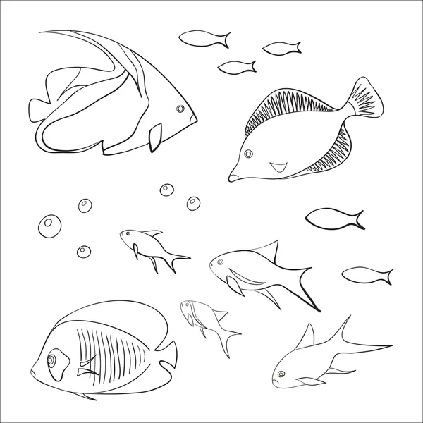 Conjunto de peces lindos — Vector de stock