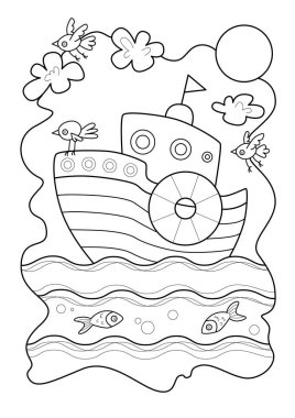 Boya kitabı için çizim sayfası, el çizimi vektör illüstrasyonu.