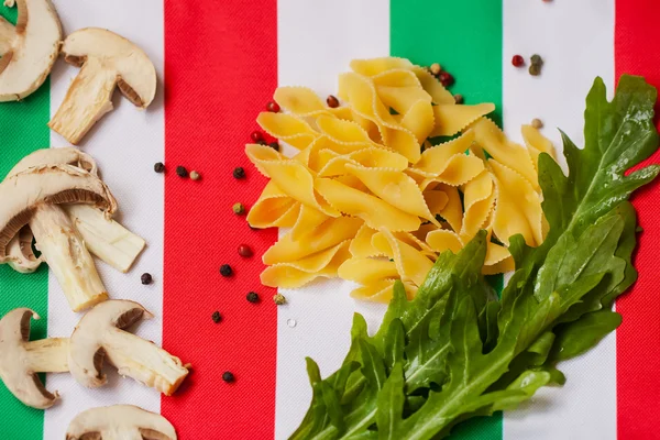 Food in colors of Italian flag.