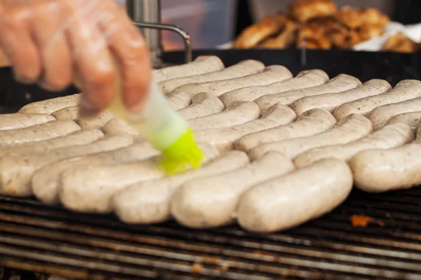 Barbecue. White sausages. Street food