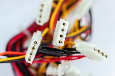 Ağ Bağlantısı Eklentileri yakın plan. Bilgisayar Güçleri Tedarik Kablo Bağlantısı, bilgisayar teknolojisi kavramı