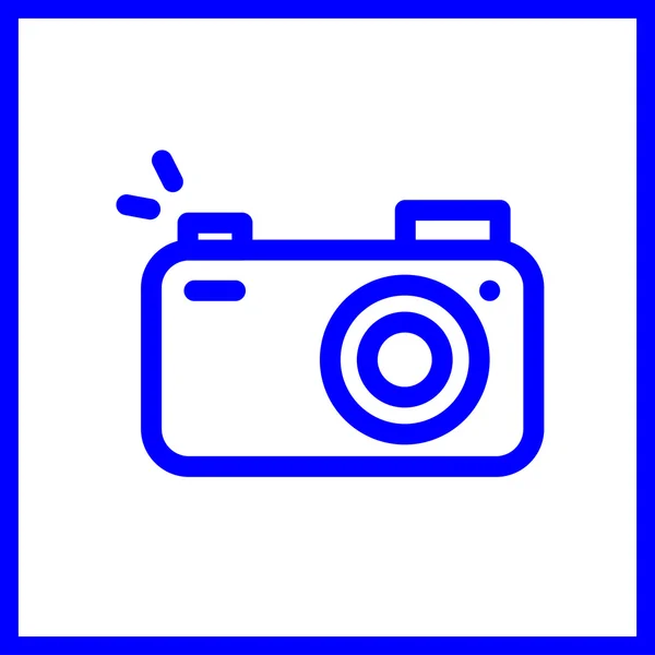 Mavi çizgili simge fotoğraf makinesi — Stok Vektör