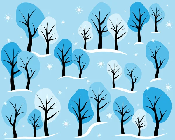 Bosque Invierno Nieve — Vector de stock