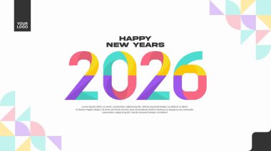 Renkli Mutlu Yıllar 2026 Modern Tipografi Tasarımı