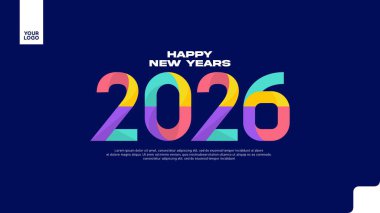 Renkli Mutlu Yıllar 2026 Modern Tipografi Tasarımı