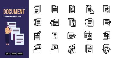 document thin outline icon set vector design good for web and mobile app