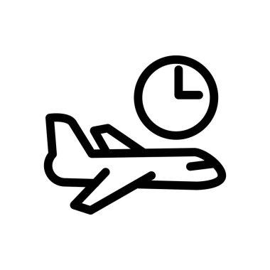 Gecikmeli uçuş ana hatları ikon vektör tasarımı web veya mobil uygulama için uygundur