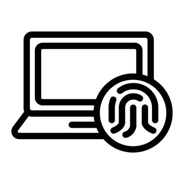 Fingerprint password on laptop outline icon vector design good for web or mobile app