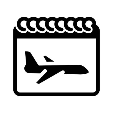 calendar and airplane solid icon vector design good for web or mobile app