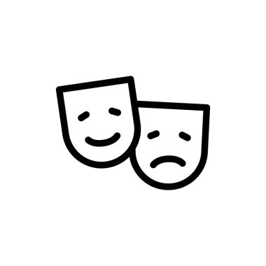 Tiyatro maskesi ana hatları simge vektör tasarımı web veya mobil uygulama için uygundur