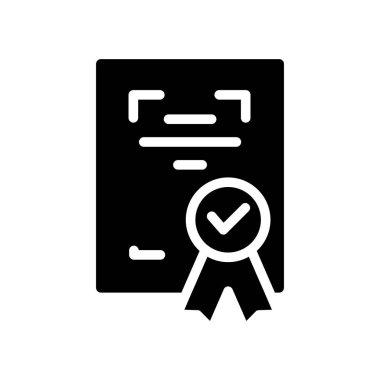 Katı simge vektör tasarımı ile işaretlenmiş bir sertifika web veya mobil uygulama için uygundur