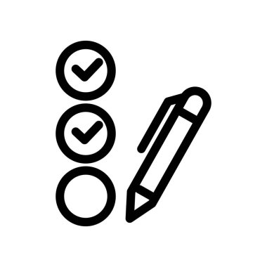 Kontrol listesi özet çizelgesine sahip kalem web veya mobil uygulama için uygun vektör tasarımı