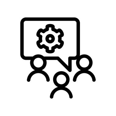 Mühendis iletişimi, konuşma kabarcığı ana hatları simge vektör tasarımı içerisindeki teçhizat Web veya mobil uygulama için iyi