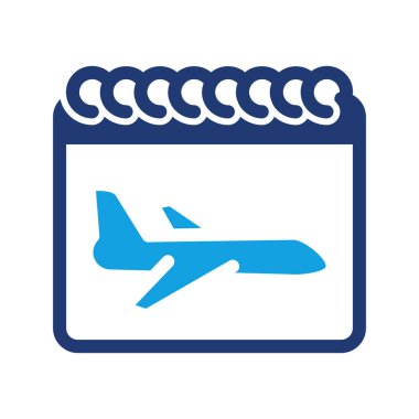 Takvim ve uçak renkli ikon vektör tasarımı web veya mobil uygulama için iyi