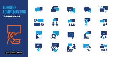 iş iletişimi renkli simge seti vektör tasarımı web ve mobil uygulama için iyi