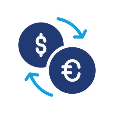 Avrodan dolara döviz kuru katı simge vektör tasarımı web veya mobil uygulama için iyi