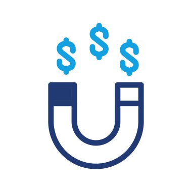 Para sembollü mıknatıs web ya da mobil uygulama için uygun simge vektör tasarımı