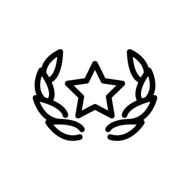 Laurel çelenk ödülü ana hatlı ikon vektör tasarımı web veya mobil uygulama için uygun