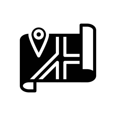 Harita üzerindeki konum katı simge vektör tasarımı web veya mobil uygulama için uygundur