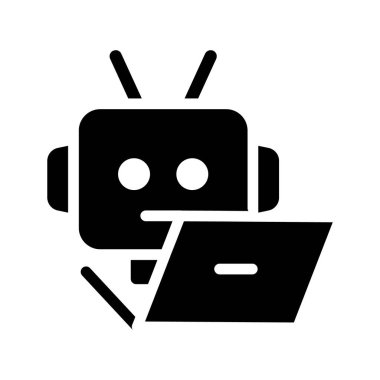 robot yardımcı katı simge vektör tasarımı web veya mobil uygulama için uygun