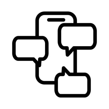 Konuşma baloncuğu ana hatlı akıllı telefon web veya mobil uygulama için iyi bir ikon vektör tasarımı