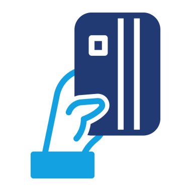 Elde tutulan kredi kartı renkli ikon vektör tasarımı web ya da mobil uygulama için uygun