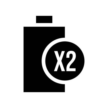 Çift Kapasite veya Genişletilmiş Yaşam Bataryası katı ikon vektör tasarımı web veya mobil uygulama için uygundur