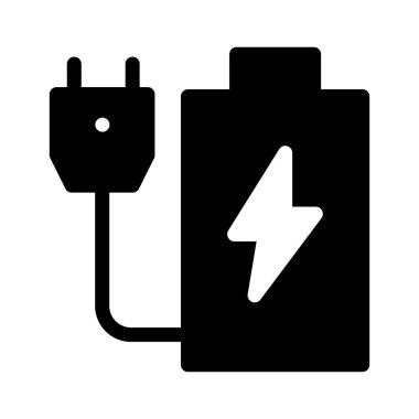 Elektrik katı simge vektör tasarımlı pil ağ ya da mobil uygulama için iyi
