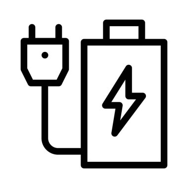 Ağ ya da mobil uygulama için uygun elektrik hatları ikon vektör tasarımına sahip pil