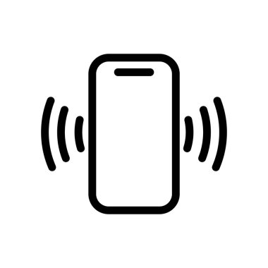 Vibrasyon Dalgalı Akıllı Telefon Simgesi ana hatlı ikon vektör tasarımı web veya mobil uygulama için uygundur