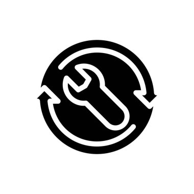 Dairesel ok içerisindeki anahtar katı simge vektör tasarımı web veya mobil uygulama için uygundur