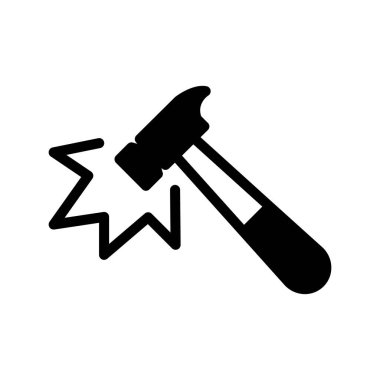 Çekiç darbesi katı simge vektör tasarımı web veya mobil uygulama için iyi