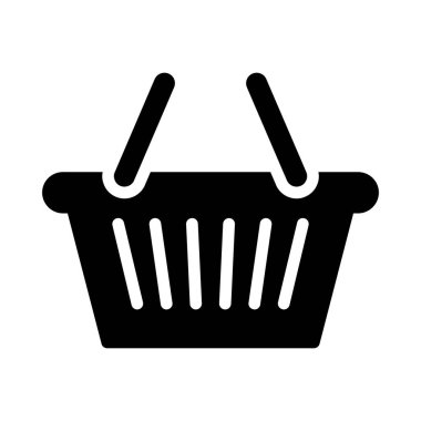 Alışveriş sepeti katı simge vektör tasarımı web veya mobil uygulama için iyi