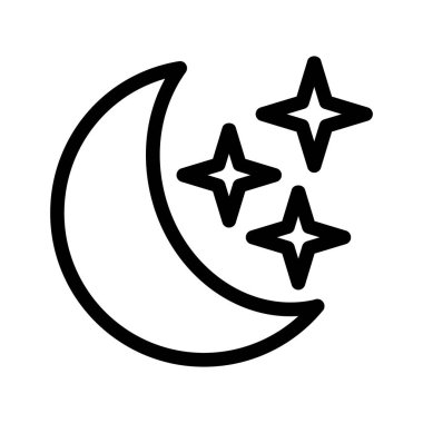 Yıldızlı ay ana hatları simge vektör tasarımı web veya mobil uygulama için uygundur
