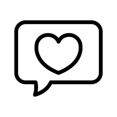 Kabarcık sohbet ana hatları simge vektör tasarımı ile aşk Web veya mobil uygulama için iyidir