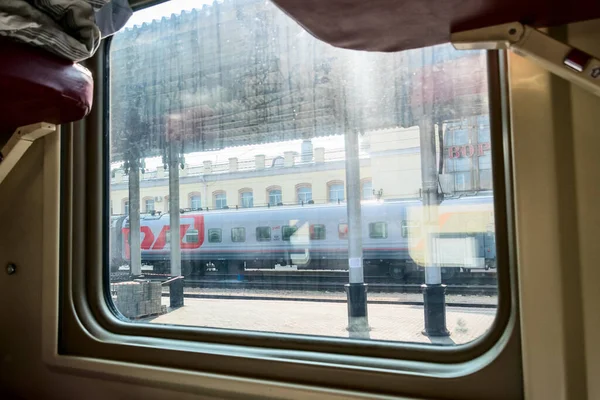 Voronezh Ryssland September 2020 Utsikt Från Fönstret Vagnen Till Grannvagnen — Stockfoto