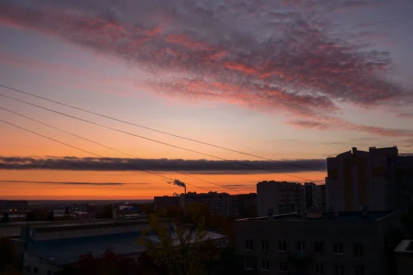 Morning Sky Industrial Area Russian City — Stock Photo, Image