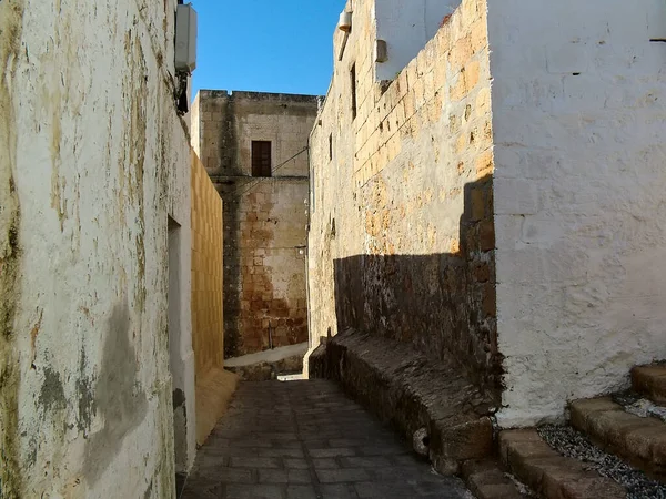 Calle Estrecha Lindos Isla Rodas Grecia — Foto de Stock