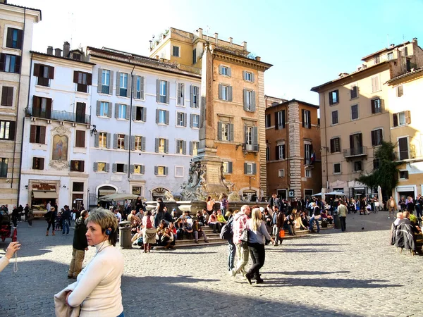 Roma Italia Febrero 2012 Piazza Della Rotonda Con Fuente Obelisco — Foto de Stock