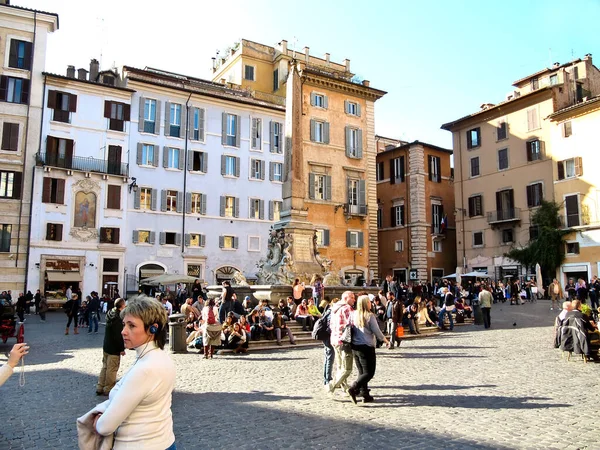 Roma Italia Febrero 2012 Piazza Della Rotonda Con Fuente Obelisco — Foto de Stock