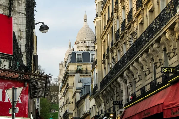Paris Frankreich März 2014 Fuße Des Hügels Montmartre Wohnhäuser Und — Stockfoto