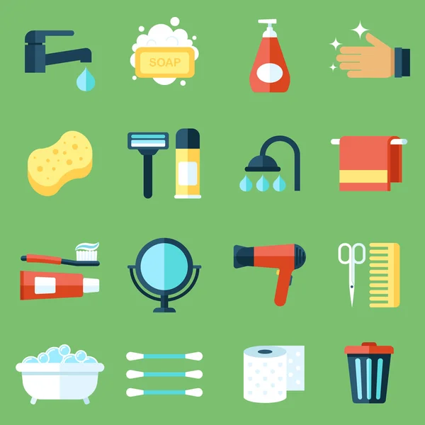 Iconos de higiene, estilo plano — Vector de stock