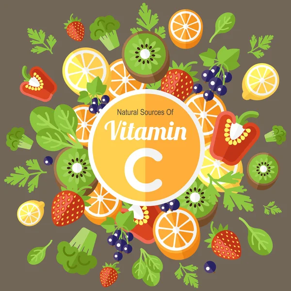 Vitamin c poster concept, flat style — Stockvector