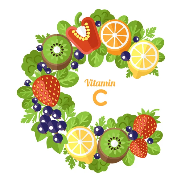 Vitamin C letter, flat style — Stock Vector