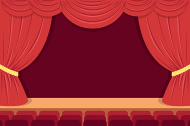 Vektör tiyatro perdeler, düz stil.