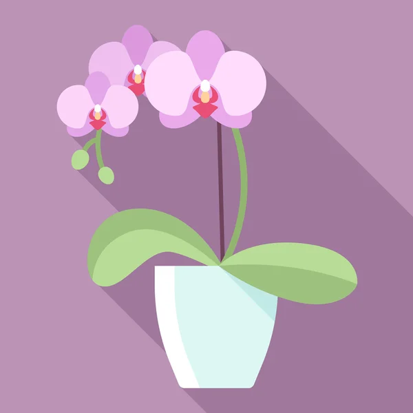 Orkide simgesi, düz stil Vektör Grafikler
