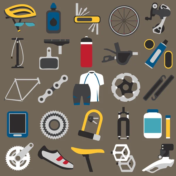 Bisiklet bileşenleri ve parçalar Stok Vektör