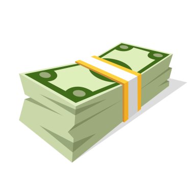 Money stack illustration, flat style. clipart