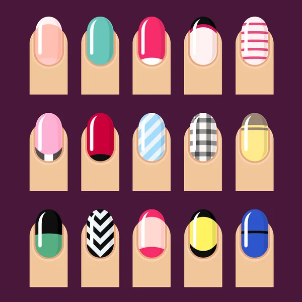 Nail design, flat style. — Stock Vector