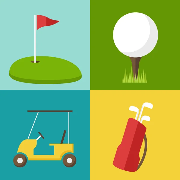 Golf pictogrammen, vlakke stijl. — Stockvector